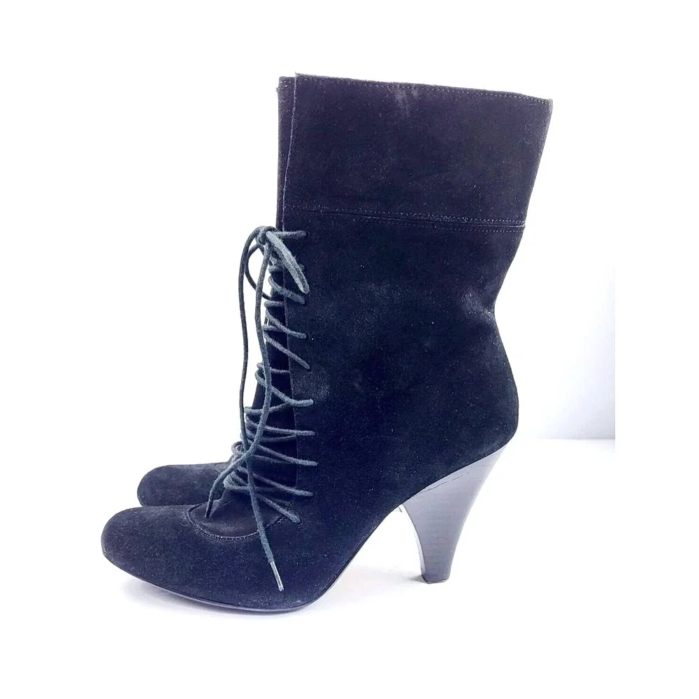 Max Studio Black‎ suede heeled boots - Size 7.5